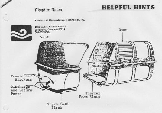 Float To Relax tank diagram